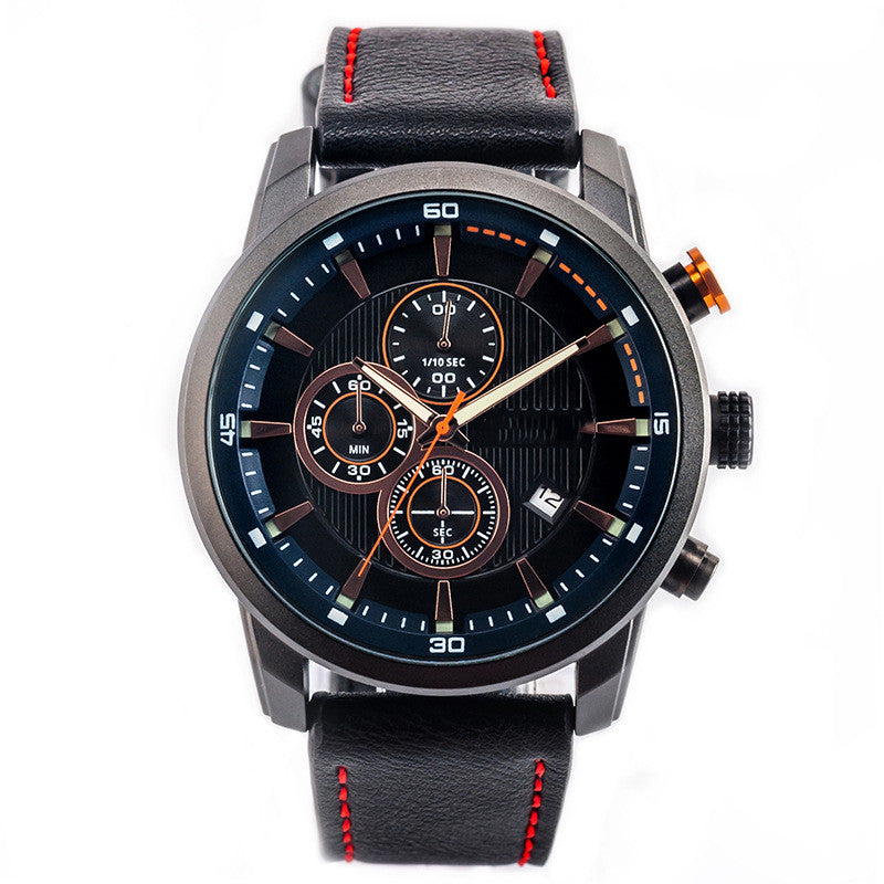 Multifunctional Leather Sports Quartz Watch