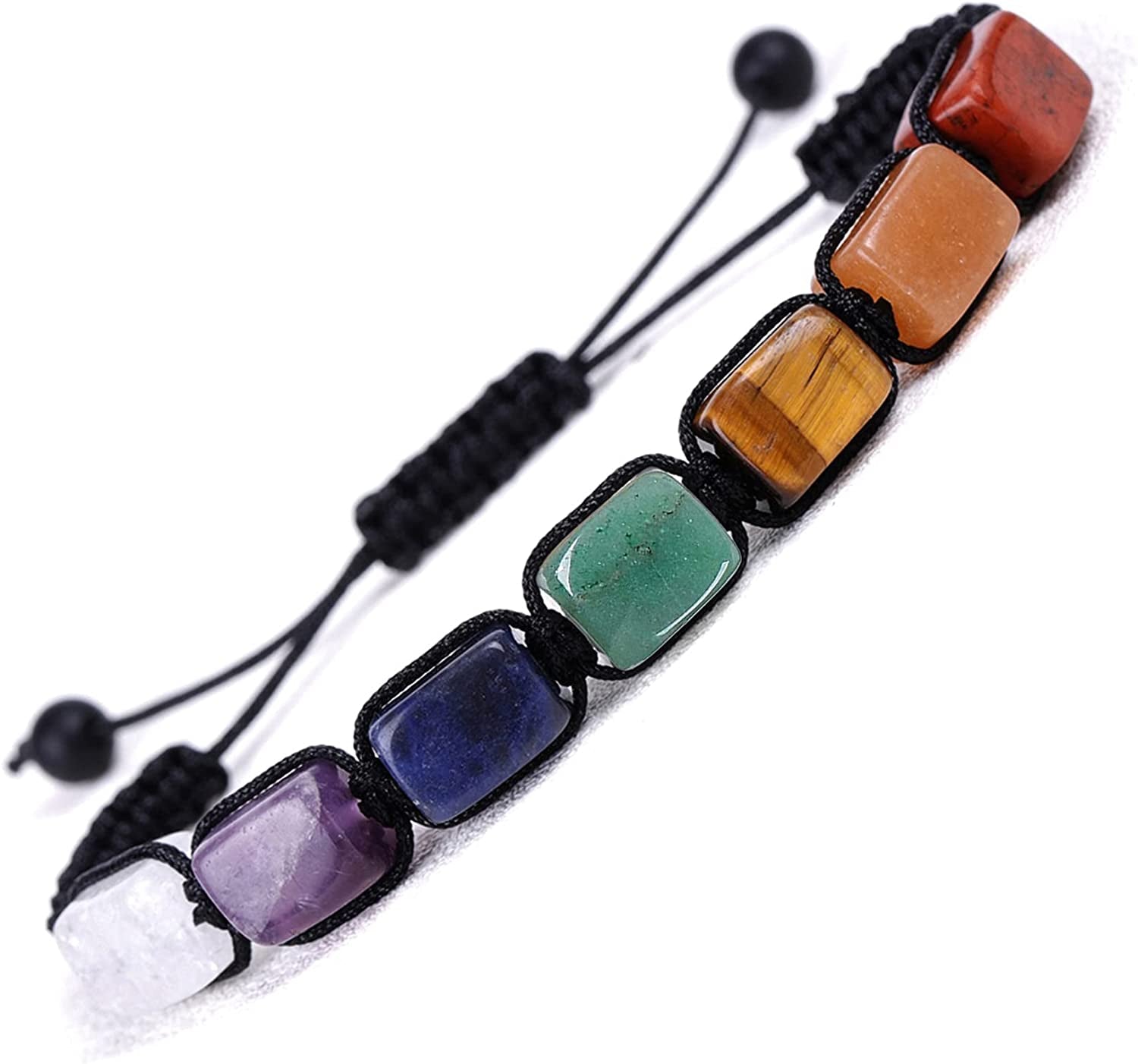 Genuine 7 Chakra Adjustable Bracelets for Women Men,Crystal Healing Stones Bracelets,Supernatural Reiki Stones Bead Bracelets,Natural Stone Braided Bracelets