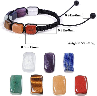 Genuine 7 Chakra Adjustable Bracelets for Women Men,Crystal Healing Stones Bracelets,Supernatural Reiki Stones Bead Bracelets,Natural Stone Braided Bracelets